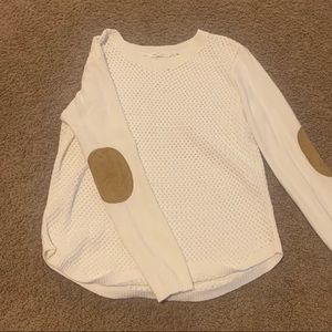 White Sweater w/ Elbow Patches